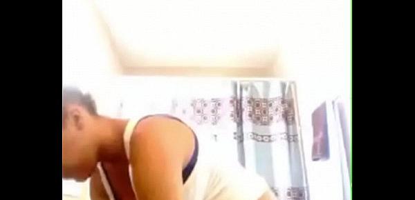  sexy ebony teen webcam teasing in bathroom
